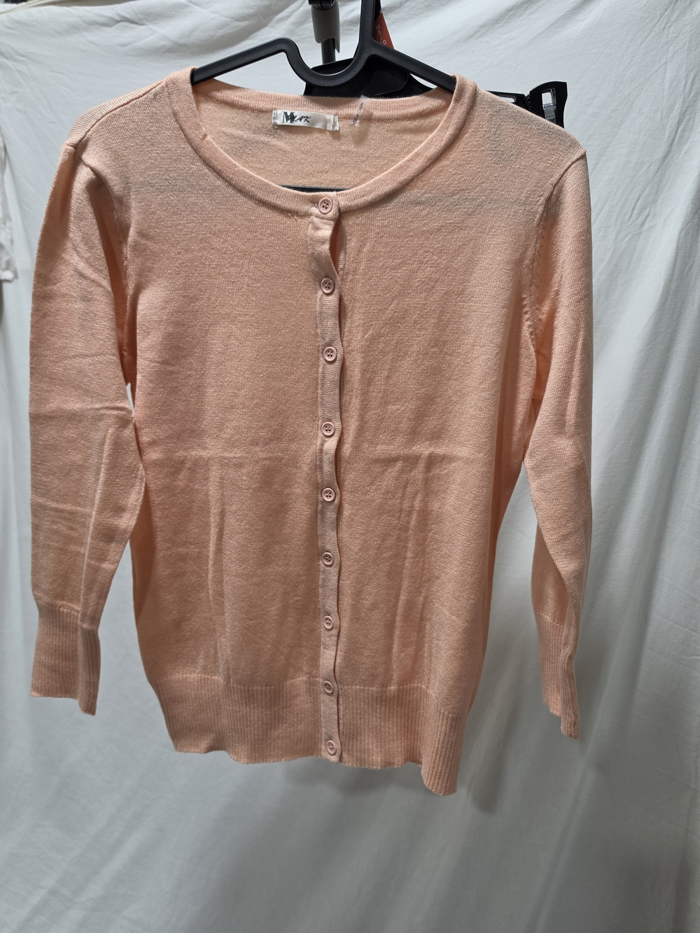 Light Peach Button-Front Women's Cardigan Sweater